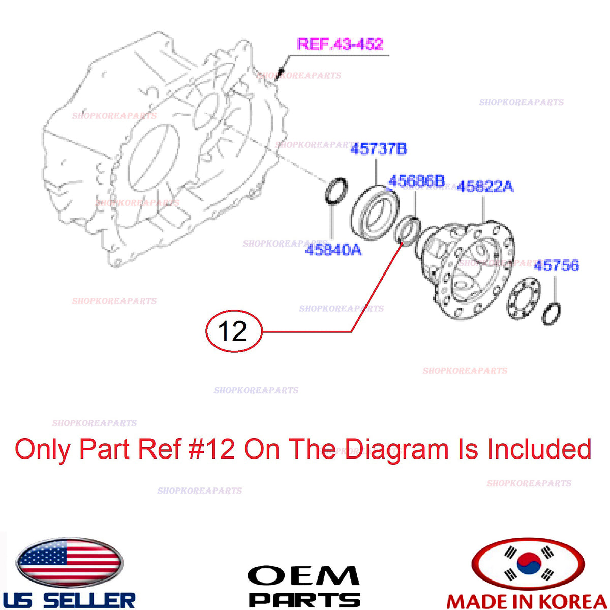 GENUINE Automatic Transmission Needle Roller Bearing OEM Hyundai Kia 45841-3B050