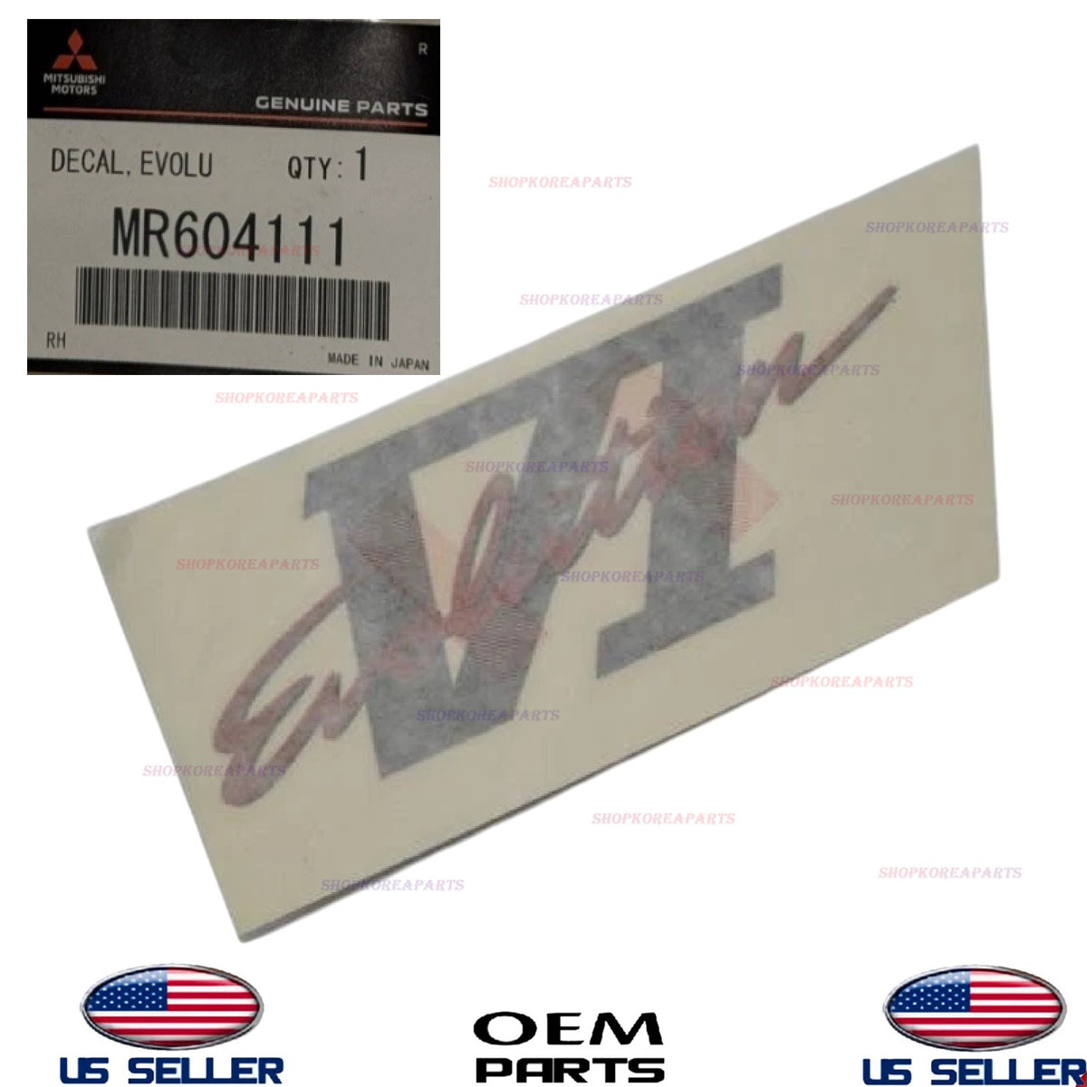 GENUINE OEM Rear Decal Sticker Six Mitsubishi Lancer EVOLUTION VI MR604111