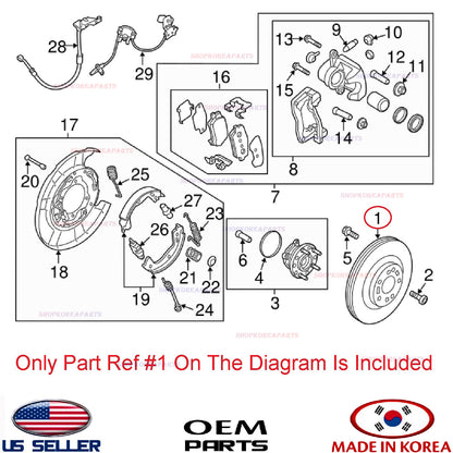 1pcs GENUINE Rear Disc Brake Rotor Assy ⭐OEM⭐ HYUNDAI KIA *See Compatibility