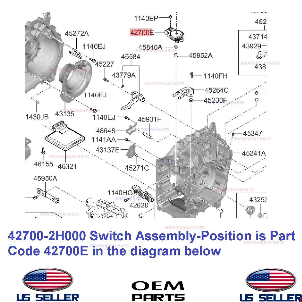 GENUINE Automatic Transm Neutral Safety Switch 2019-2025 Hyundai Kia *See List