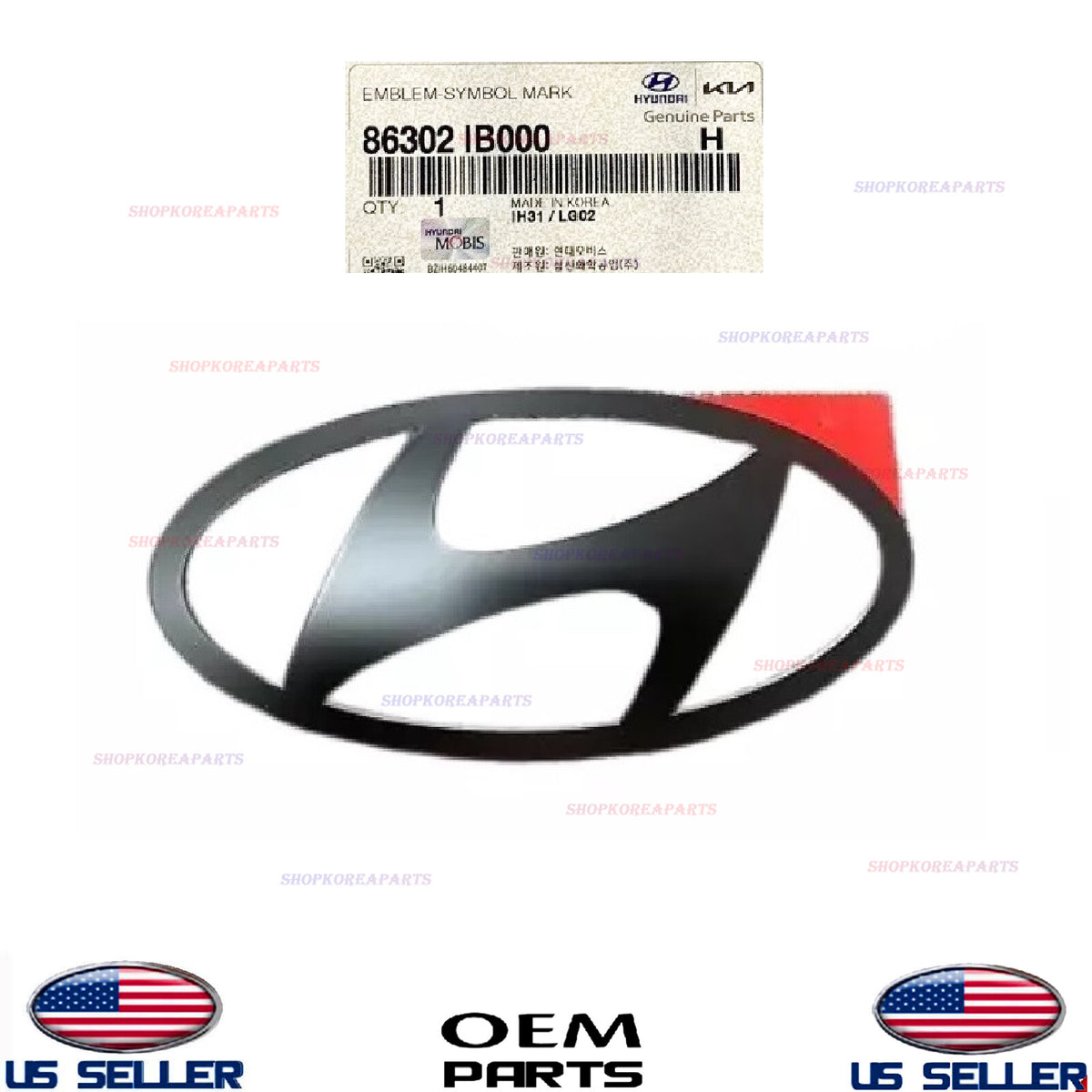 GENUINE OEM Matt Black Rear Trunk "H" Emblem 24-25 Elantra N / 21-24 Ioniq 5