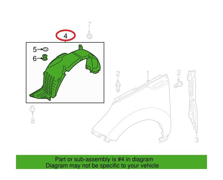 GENUINE Fender Liner Front RIGHT Passenger Side OEM KIA SOUL 2017-19 86812B2500