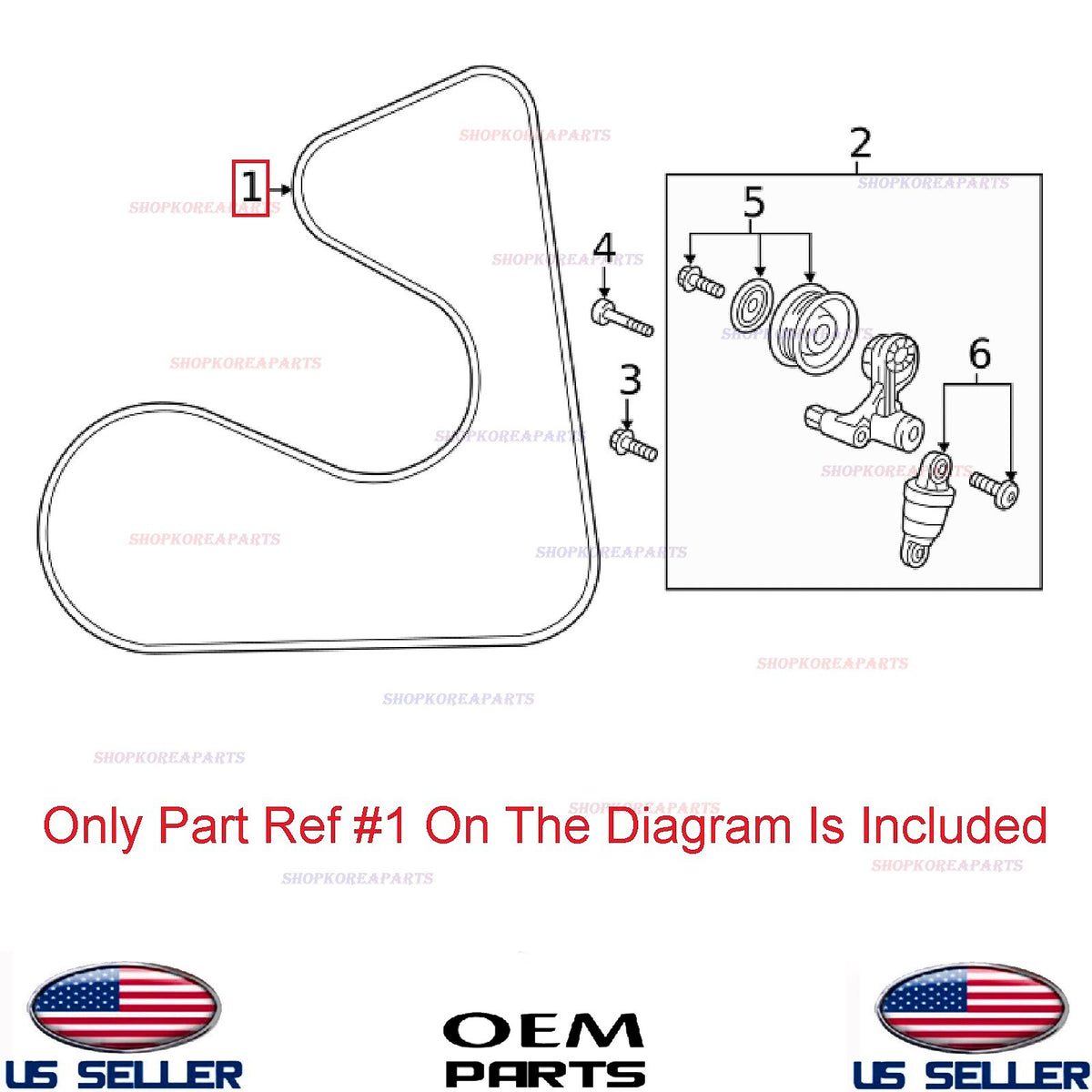 GENUINE OM Serpentine Drive BELT V-Ribbed Honda HRV Civic 2.0L 2016-2026