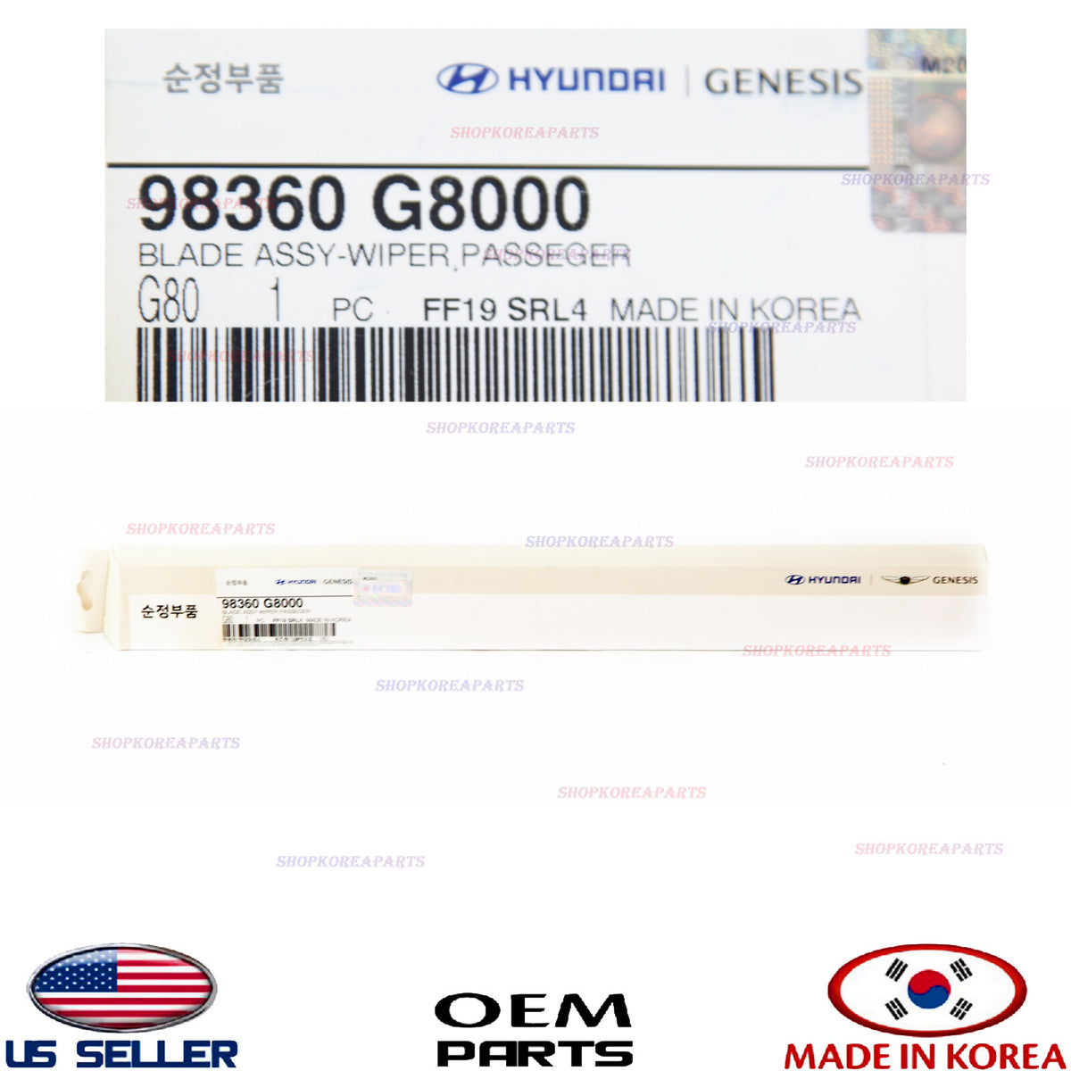 GENUINE Windshield Wiper Blade RIGHT Passenger Side OEM Ioniq G70 2019-2025