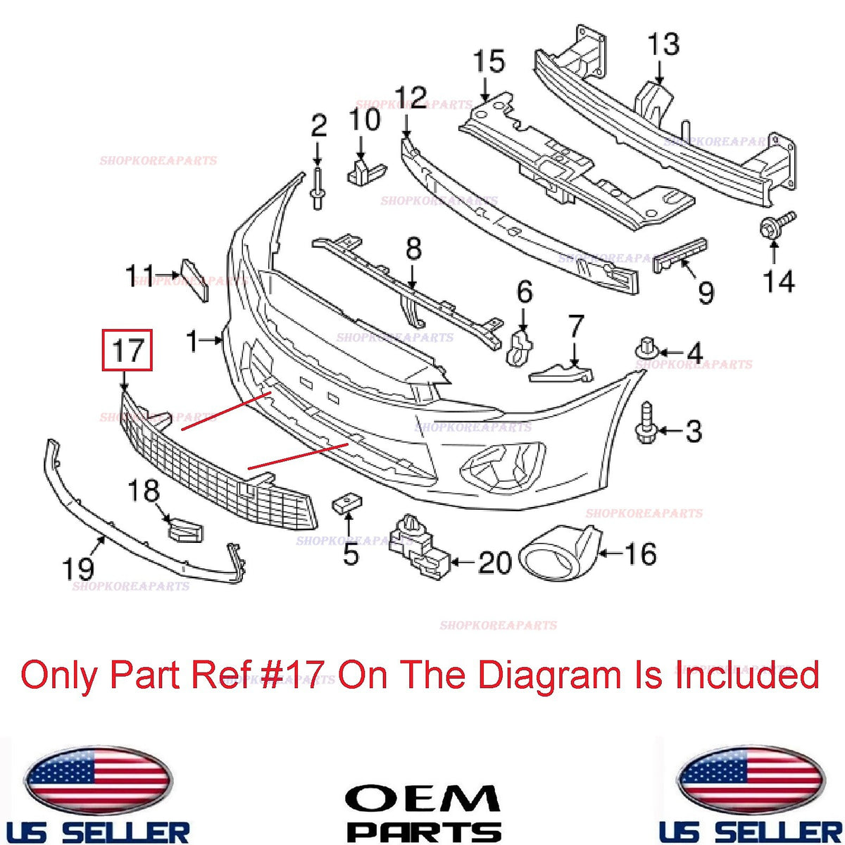 GENUINE OEM Front Bumper Lower Grille 2016-2017 Mitsubishi Lancer 6402A399