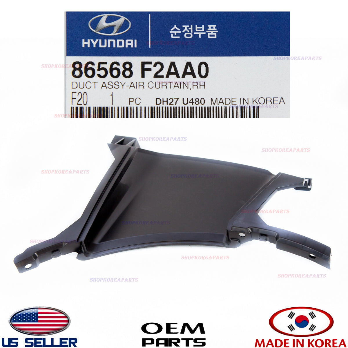 DUCT ASSY AIR CURTAIN RIGHT GENUINE! HYUNDAI ELANTRA SEDAN 2019-2020 86568F2AA0