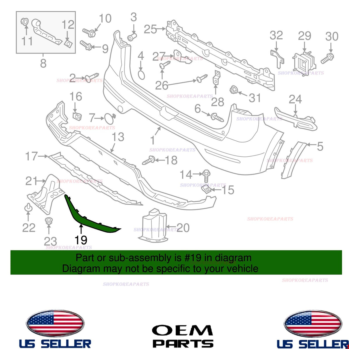 GENUINE OEM Rear Bumper Lower Molding LEFT Driver Side 2017-2019 Kia Niro