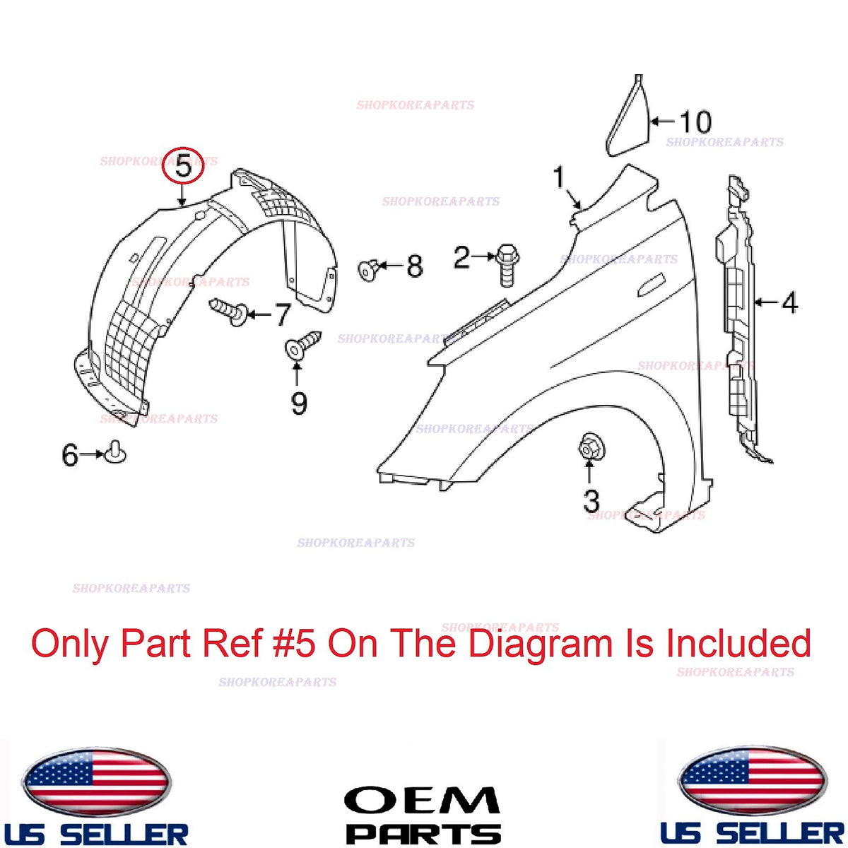 GENUINE Fender Liner Front RIGHT Passenger Side ⭐OEM⭐ RIO 2018-2023 86812H9000