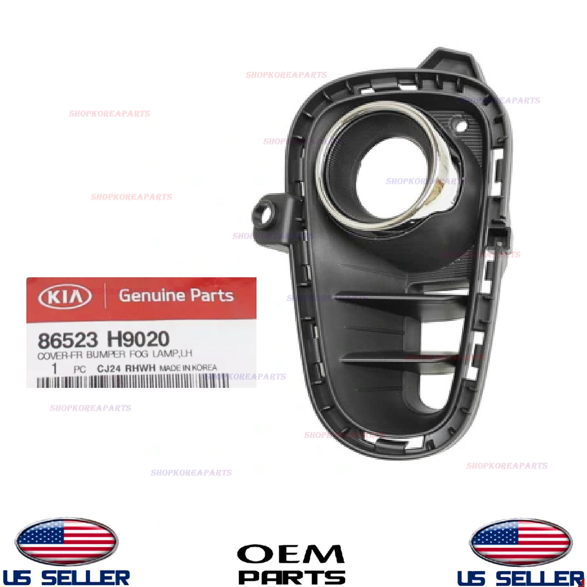 GENUINE LEFT Driver Side Fog Lamp Hole Cover OEM 2018-2020 Kia Rio 86523-H9020