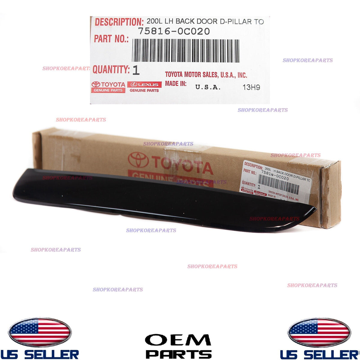 GENUINE Back Door Outer Moulding LEFT Driver Side OEM Toyota Sequoia 2008-2022