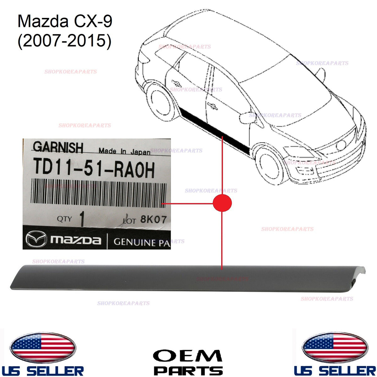 GENUINE Front Door Lower Molding RIGHT Passenger Side ⭐OEM⭐ Mazda CX-9 2007-2015