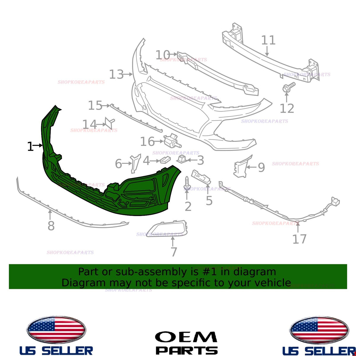 GENUINE Bumper Cover Fascia Front Lower 2018-2021 Hyundai Kona