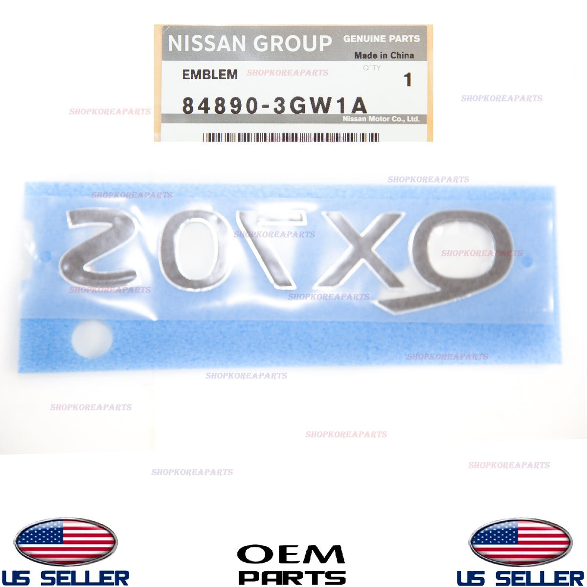 GENUINE OEM Rear Trunk Lid QX70S Emblem Nameplate 2014–2017 Infiniti 84890-3GW1A