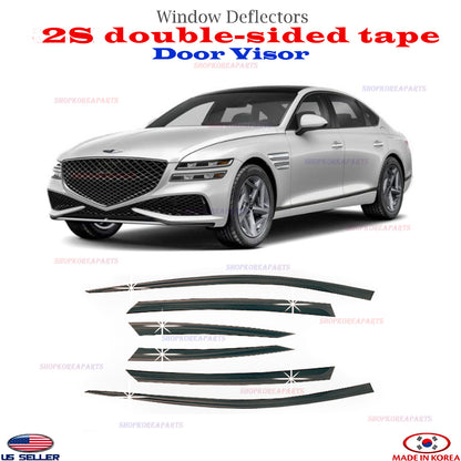 Black Window Door Visor Vent Shade Rain Guard fits Genesis G80 2021-2025 ⭐6pcs⭐