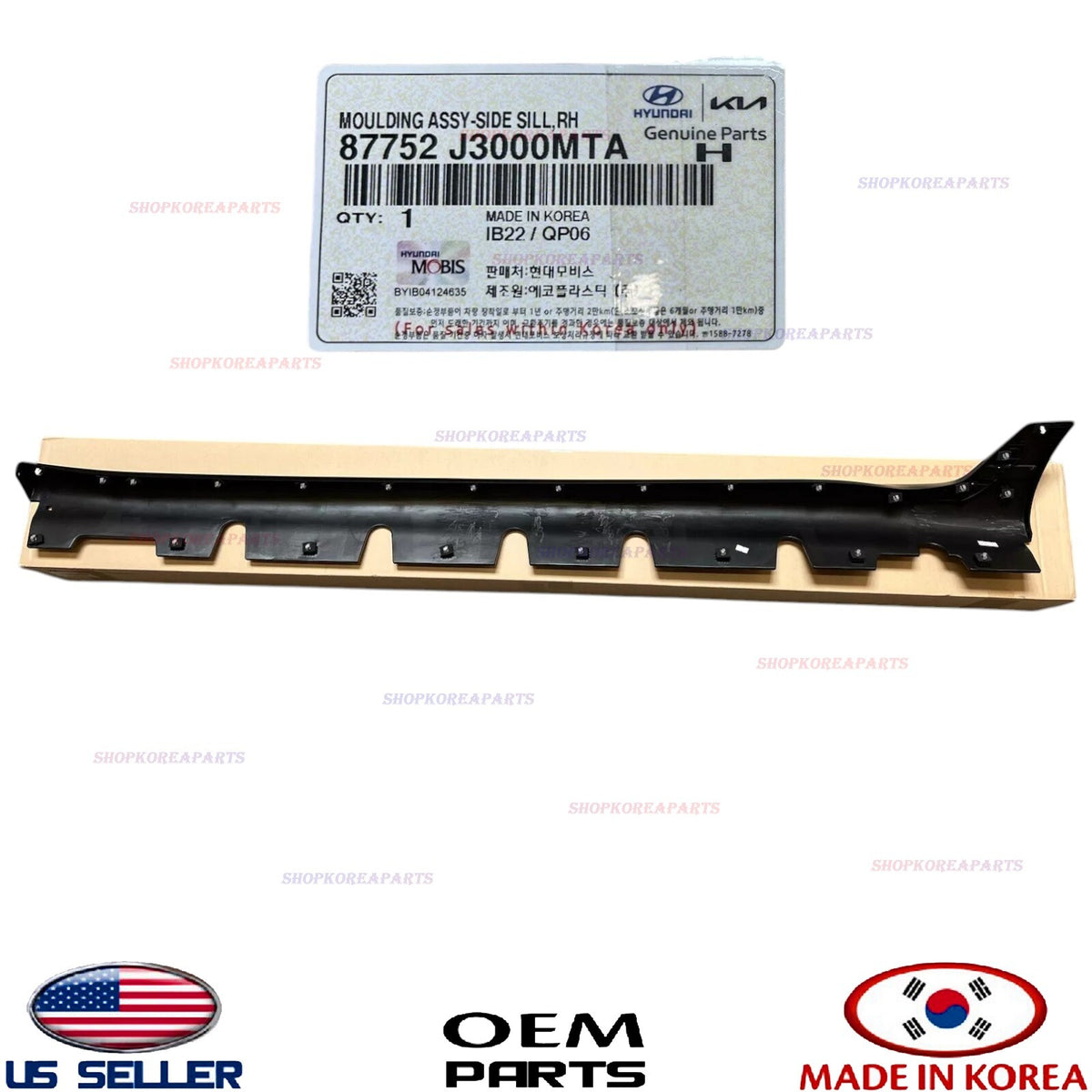 GENUINE OEM Right Passenger Side Rocker Molding Sill Matte 19-21 Veloster Turbo