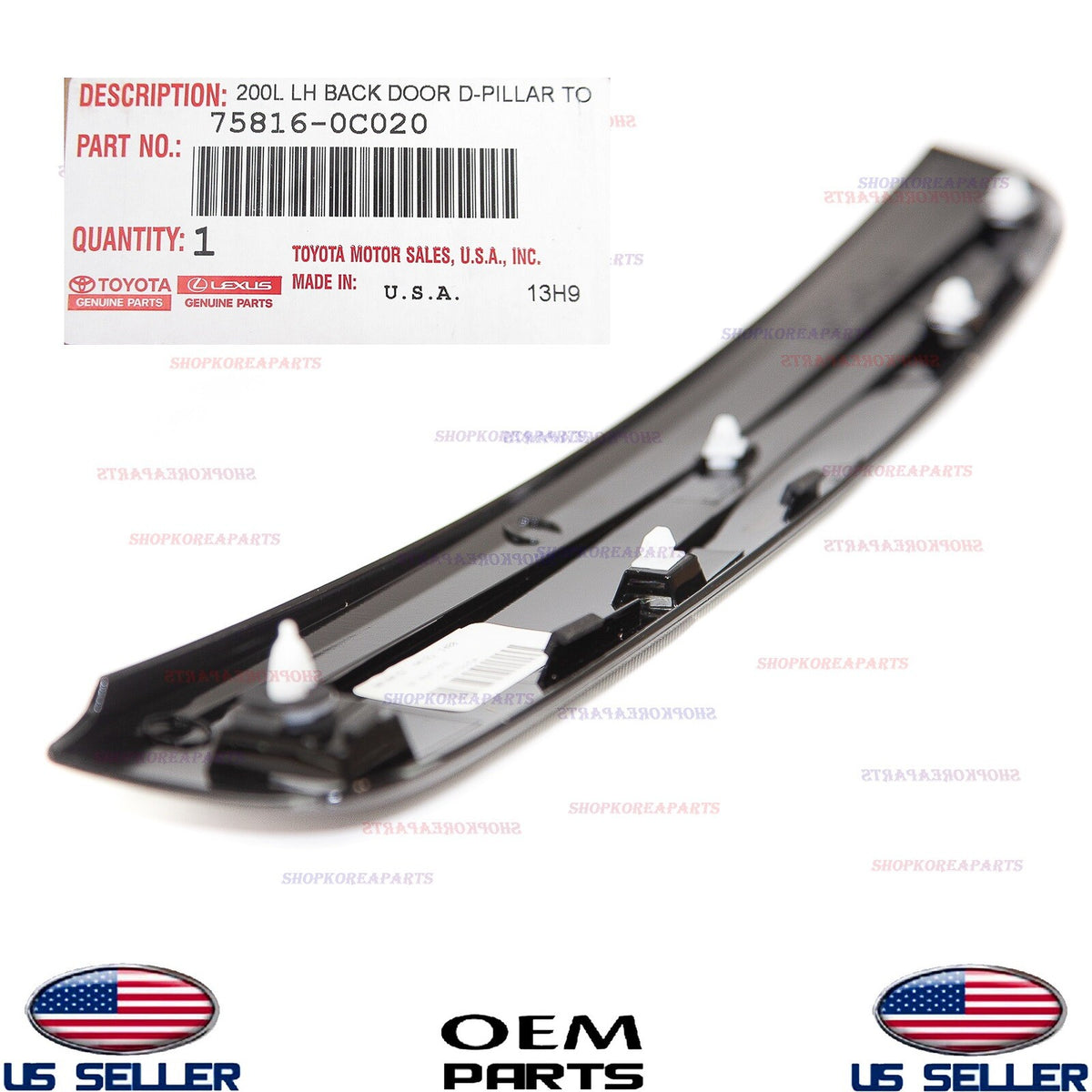 GENUINE Back Door Outer Moulding LEFT Driver Side OEM Toyota Sequoia 2008-2022