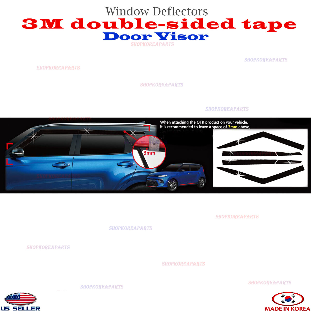 ⭐6pcs⭐ Window Door Visor Vent Shade Rain Guard fits Kia Soul 2020-2025