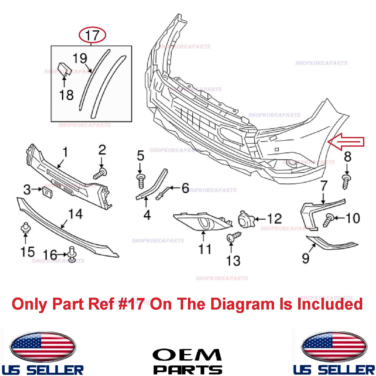 GENUINE Front Bumper Fender Molding Left Driver Side OEM Outlander 2014-2020