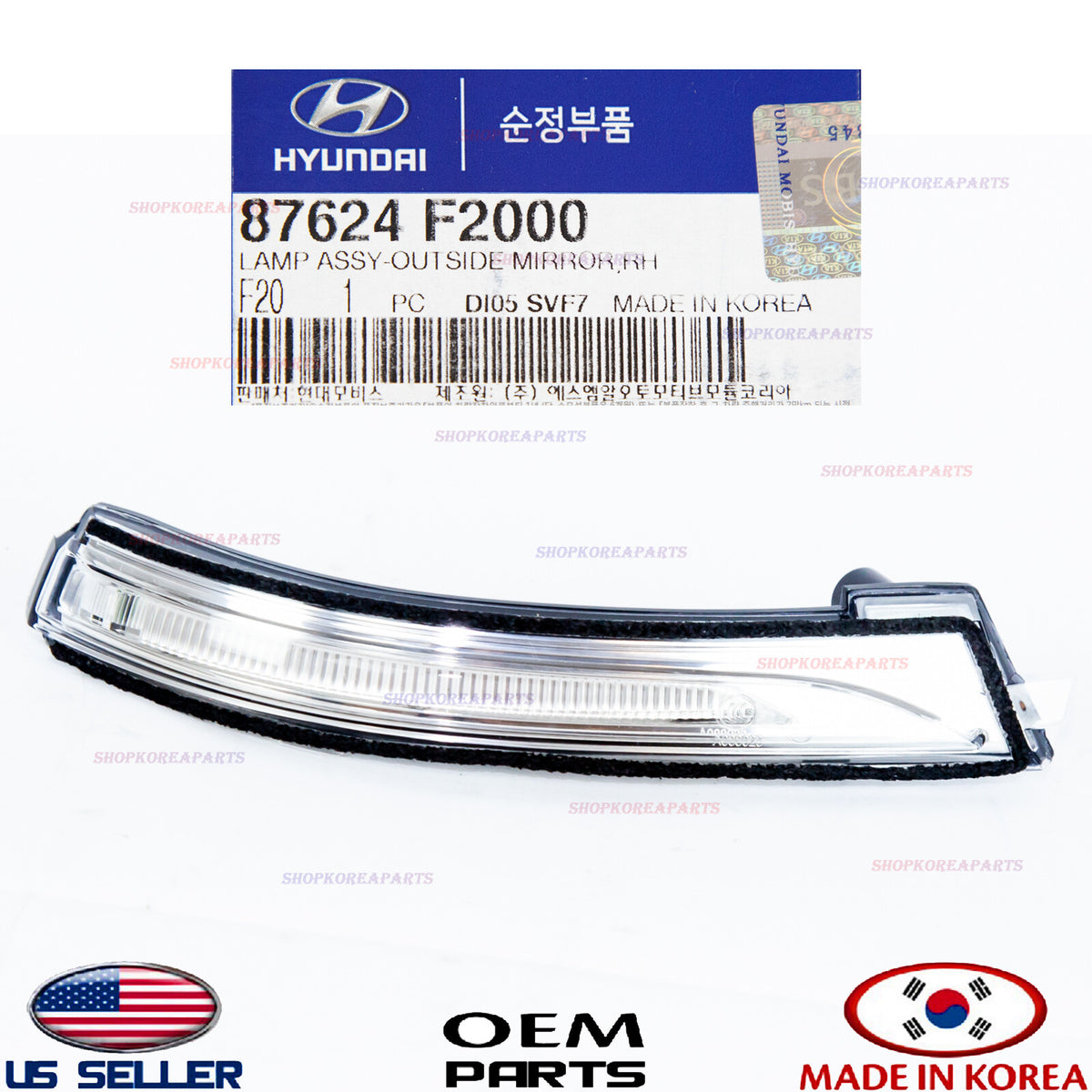 GENUINE Outside Mirror Turn Signal Lamp RIGHT Passenger Side Elantra Sedan 17-18