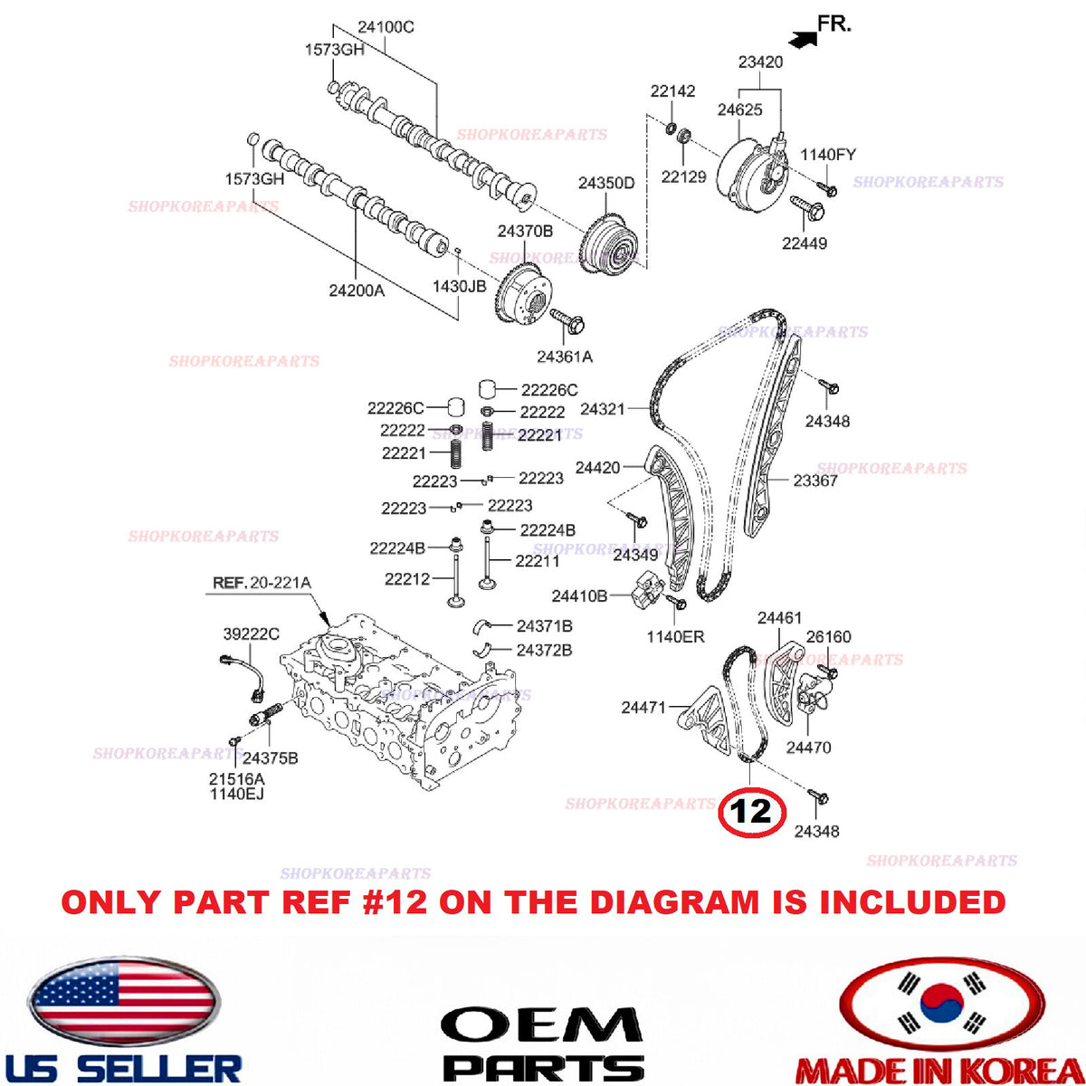 GENUINE Engine Oil Pump Timing Chain HYUNDAI KIA 2015-2023 *See compatibility