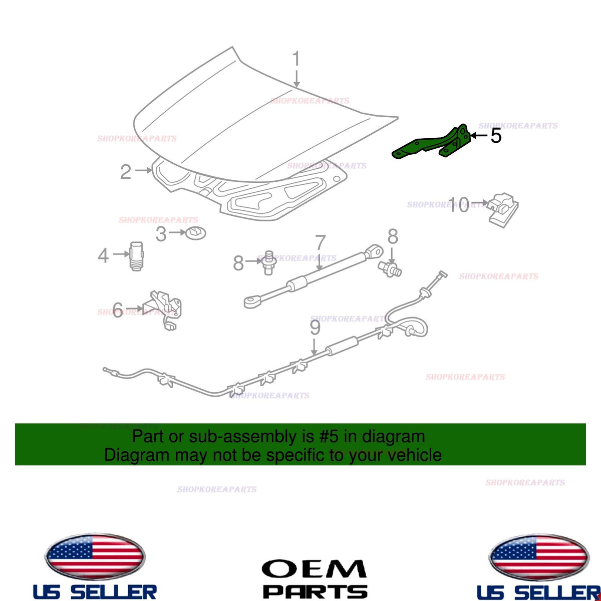 GENUINE OEM Hood Hinge RIGHT Passenger Side 2009-2014 Acura TL 60120-TK4-A00ZZ