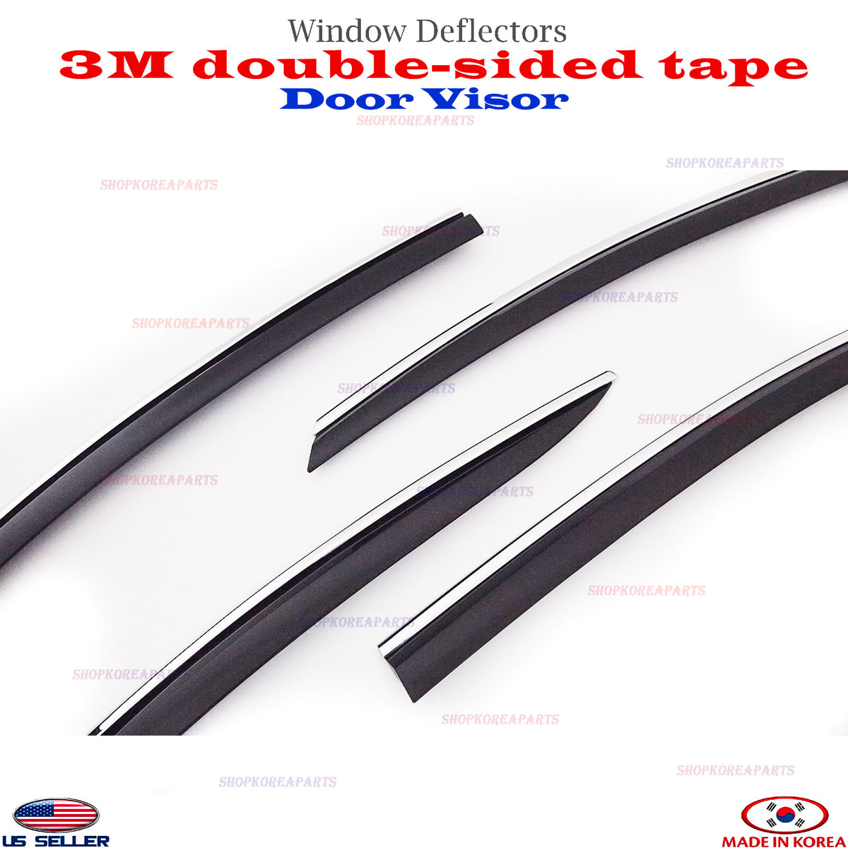 DOOR VISORS Chrome strip Smoke WINDOW VENT DEFLECTOR fits for SONATA 2015-2019