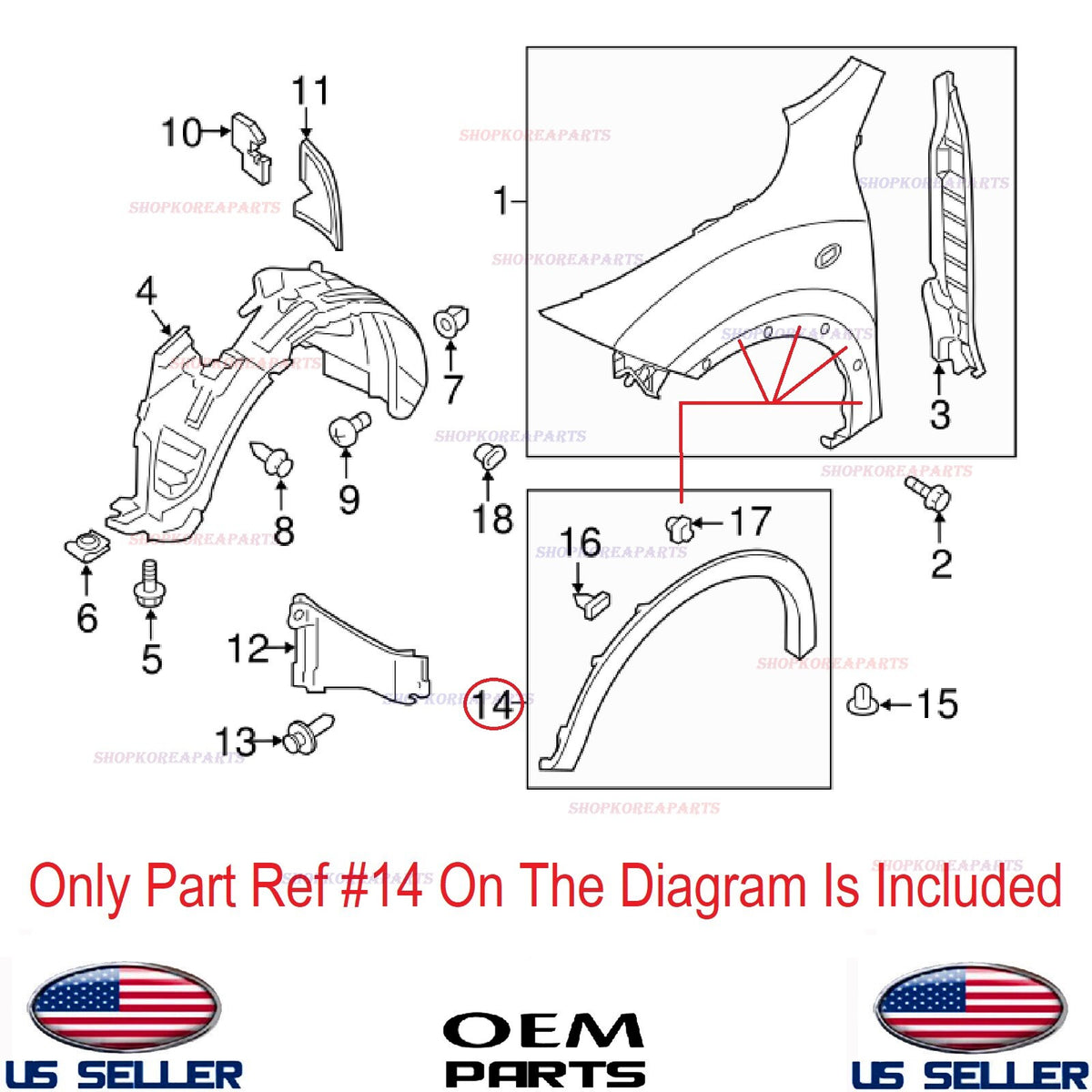 GENUINE Front Fender Wheel Molding Passenger Side OEM NISSAN JUKE F15 2011-2017