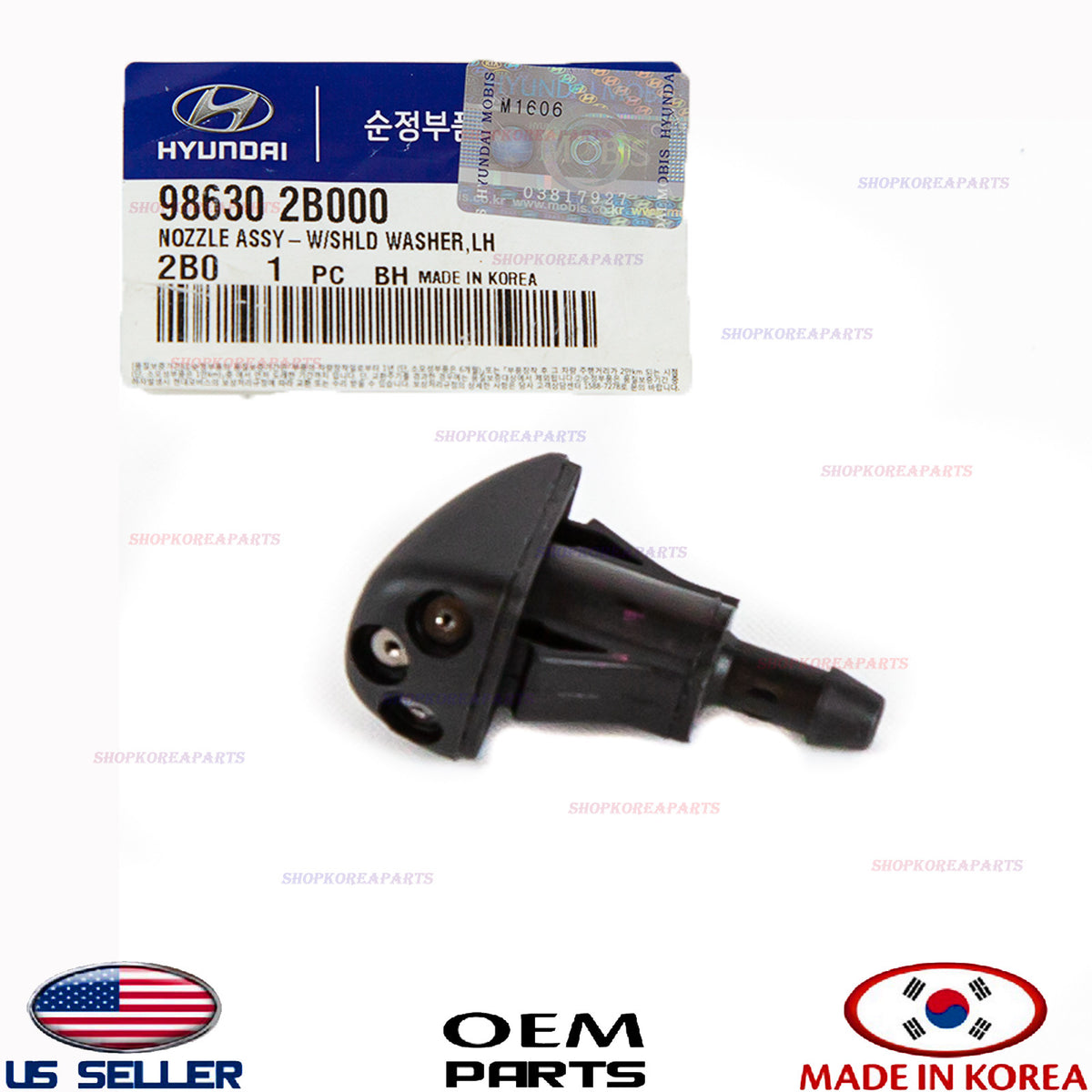 WINDSHIELD WIPER NOZZLE LEFT DRIVER SIDE GENUINE SANTA FE 2007-2012 986302B000