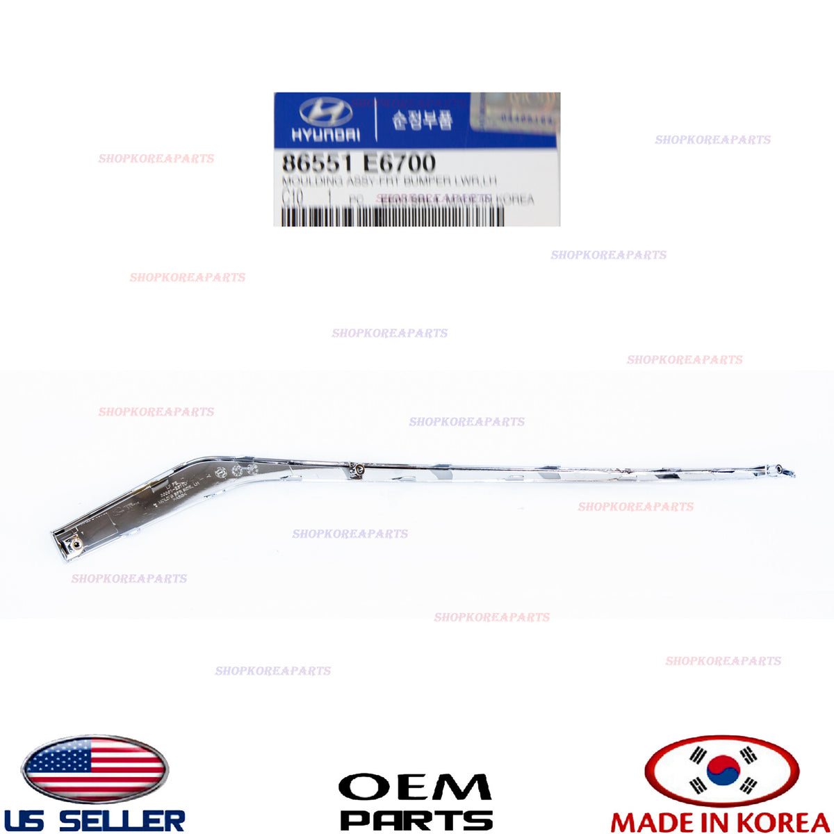 GENUINE Chrome Front Bumper Lower Molding Left Driver Side OEM Sonata SE 2018-19
