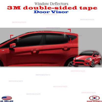 2S Smoke Door Visor Vent Window Deflector Ford Fiesta Hatchback 2017-2020 ⭐4pcs⭐