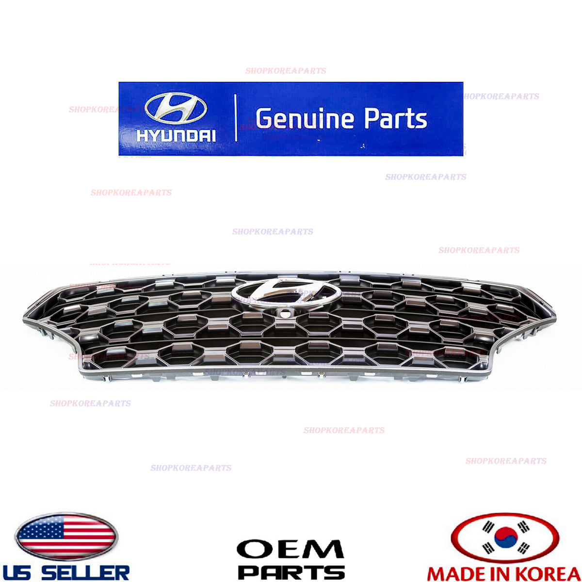 GRILLE RADIATOR FRONT satin chrom ⭐OEM⭐ HYUNDAI SANTA FE 2019-2020 w/Hole Camera