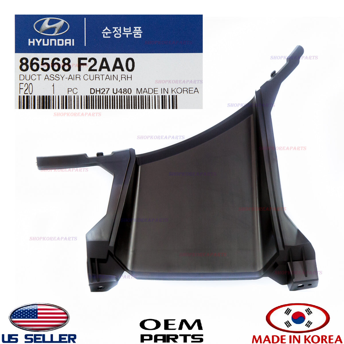 DUCT ASSY AIR CURTAIN RIGHT GENUINE! HYUNDAI ELANTRA SEDAN 2019-2020 86568F2AA0