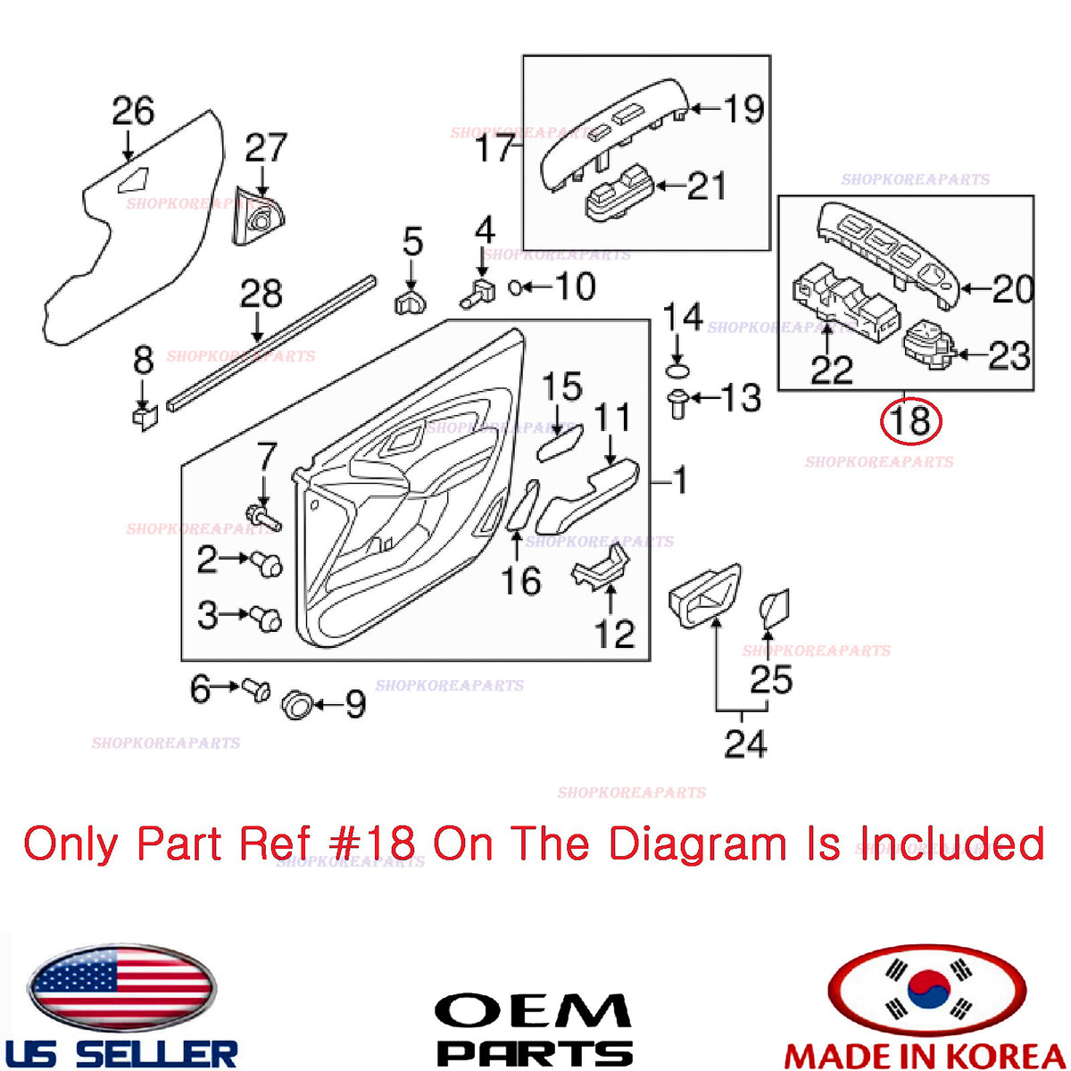 GENUINE Front LEFT Door Window Main Switch DRIVER SIDE ⭐OEM⭐ TUCSON 2010-2015