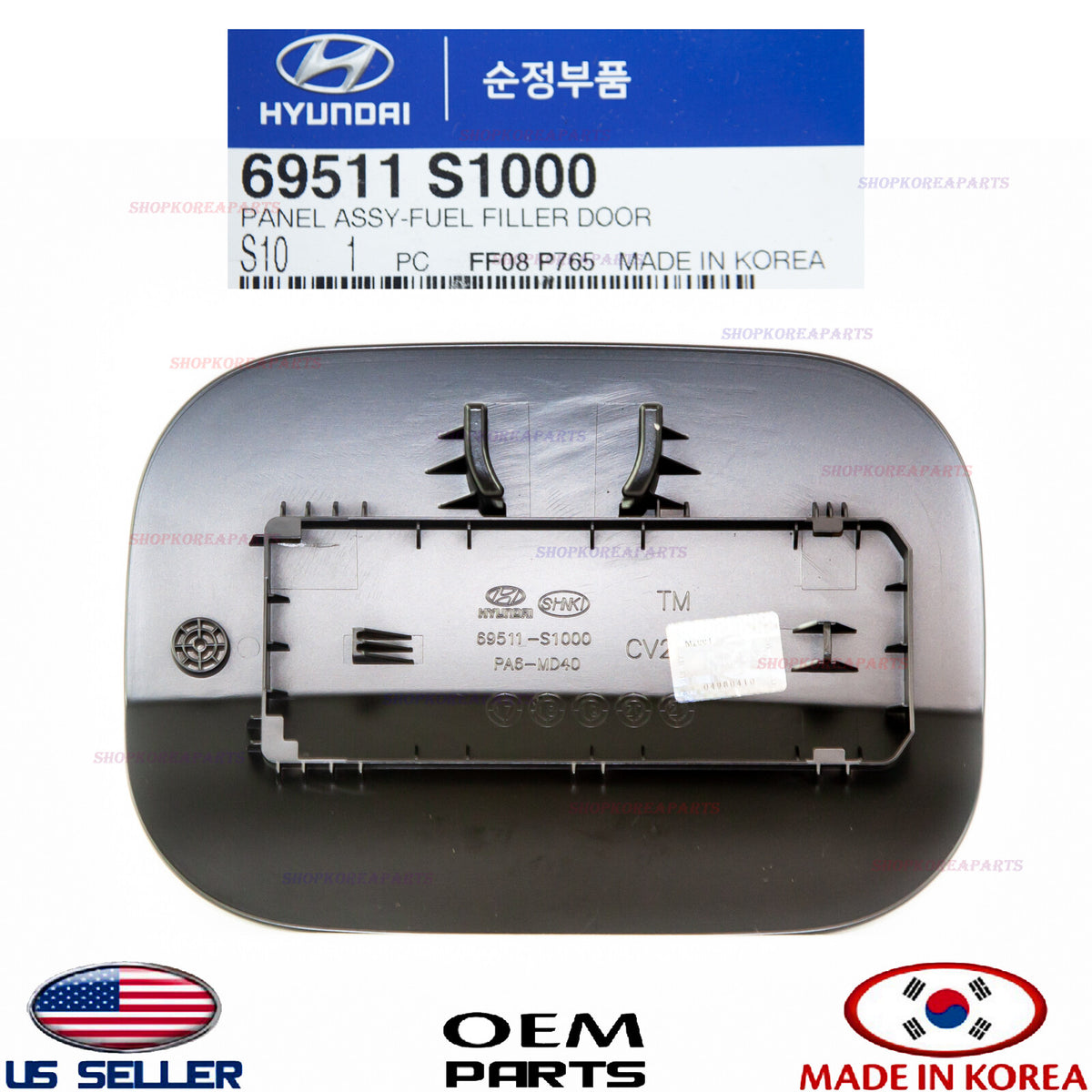 GENUINE Fuel Filler Door Panel Gas Cap Unpainted OEM Hyundai Santa Fe 2019-2023
