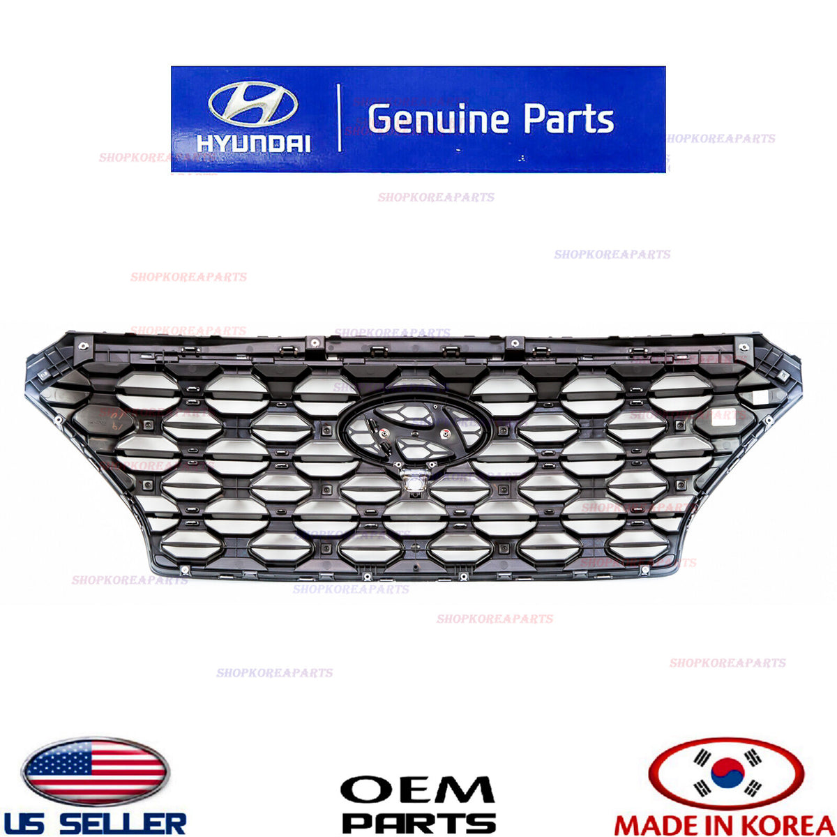 GRILLE RADIATOR FRONT satin chrom ⭐OEM⭐ HYUNDAI SANTA FE 2019-2020 w/Hole Camera