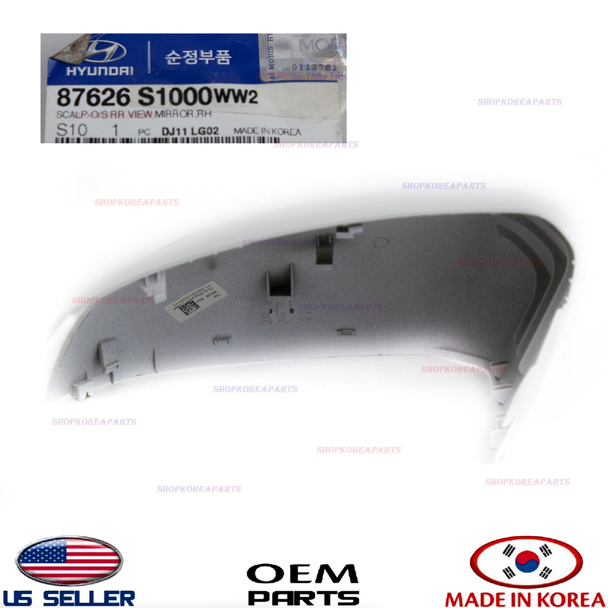 GENUINE Outside Mirror Cover Cap WHITE Right Passenger Side OEM SANTA FE 2019-23