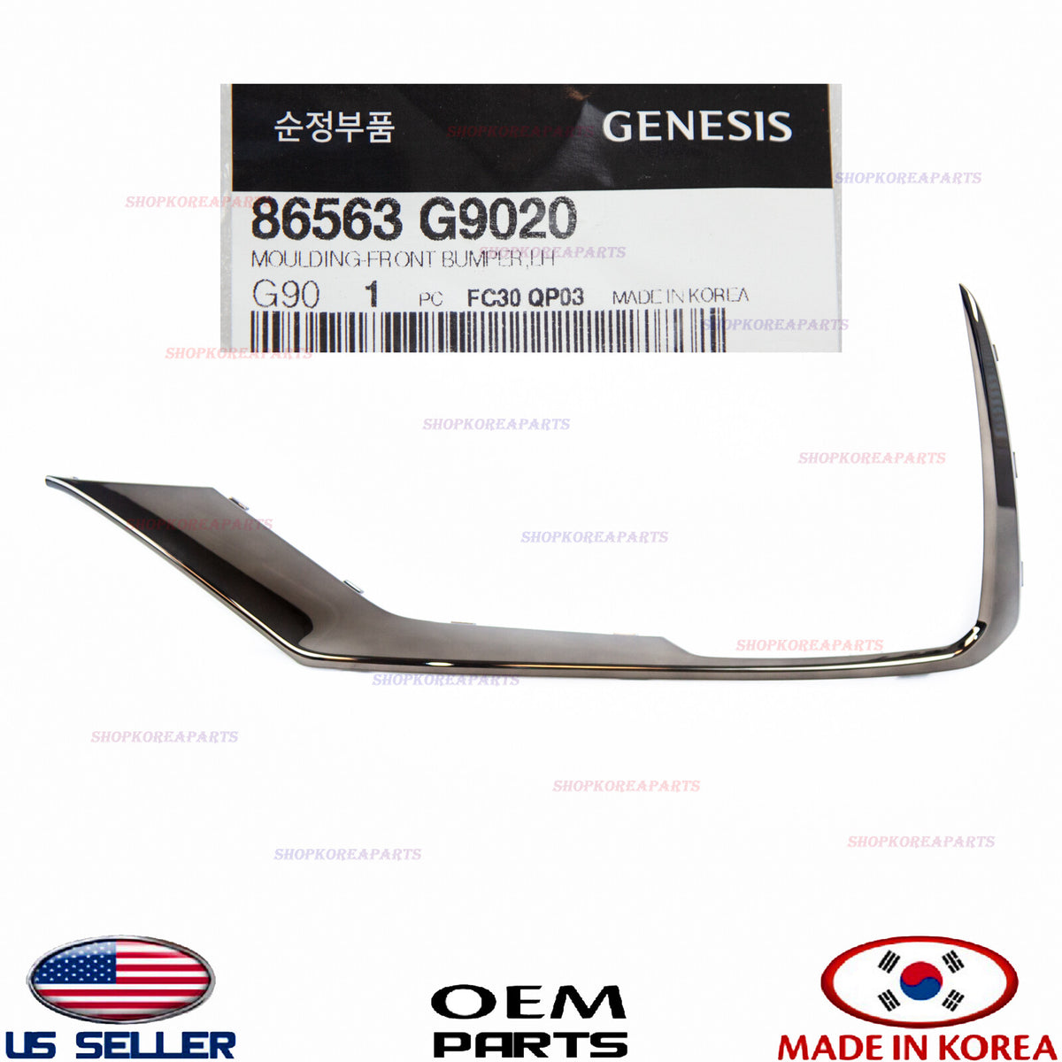 GENUINE OEM Front Lower Bumper Molding Left Driver Side 19-21 Genesis G70 Sport