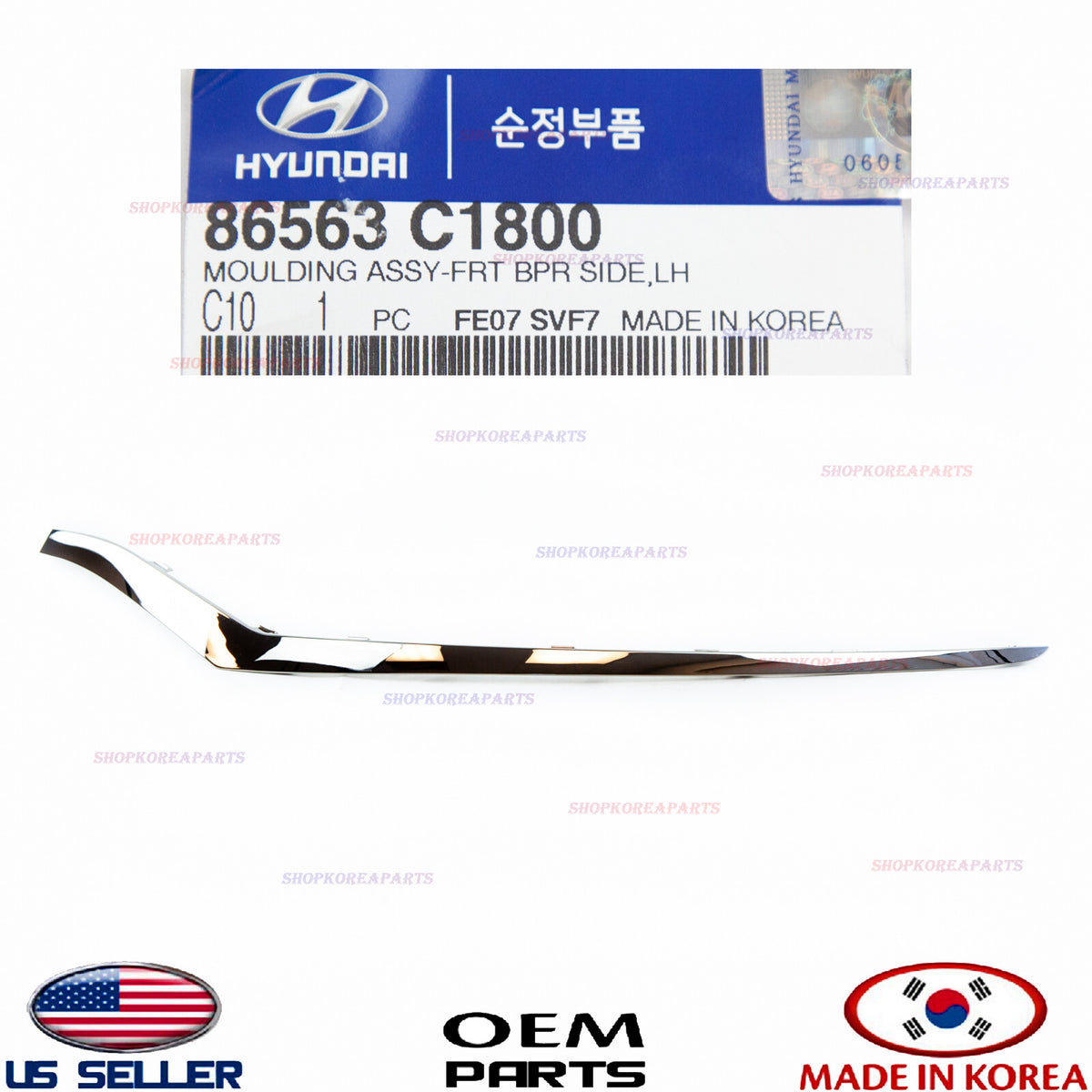 GENUINE Front Bumper Lower Chrome Molding LEFT Driver Side OEM SONATA sport18-19