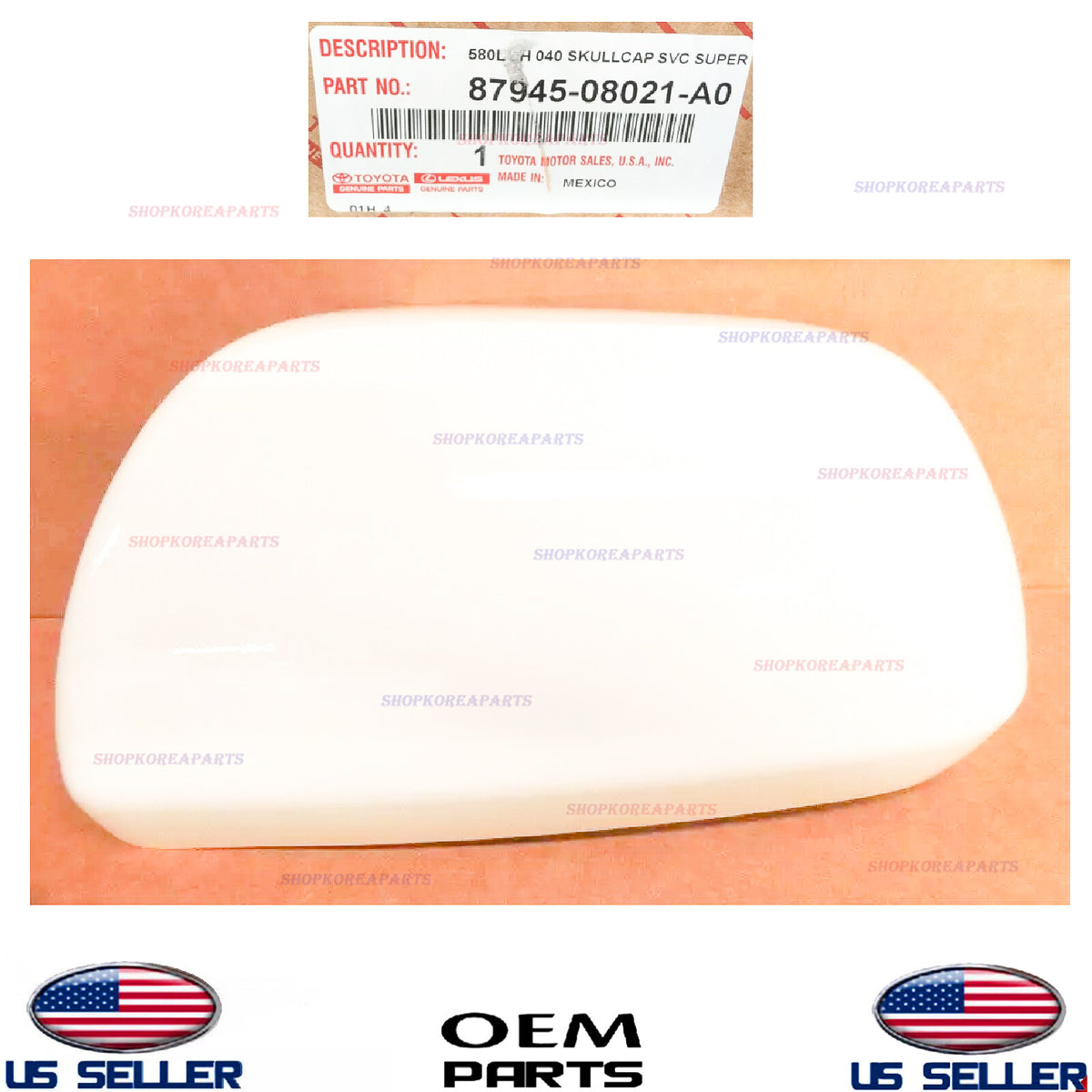 GENUINE OEM Driver Side Outer WHITE Mirror Cover Toyota Sienna 2011-2020