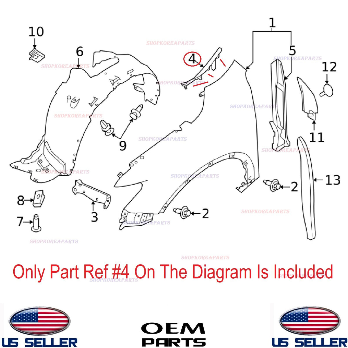 GENUINE Fender Outer Extension Trim Cowl Front Left Driver Side OEM Rogue 14-20