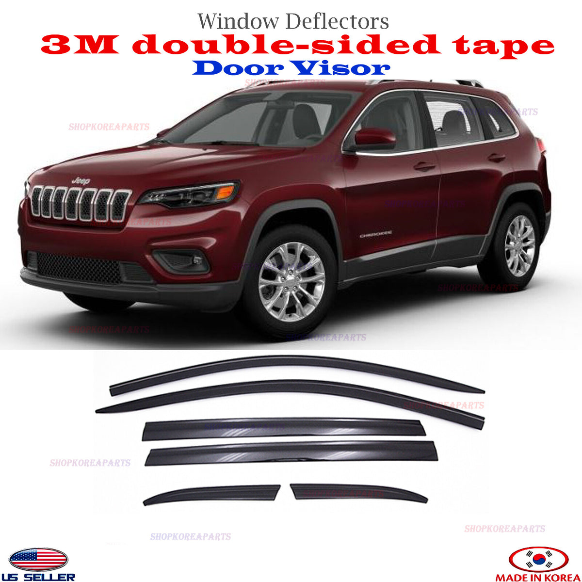 SMOKE DOOR VISOR WINDOW VENT DEFLECTOR ⭐6pcs⭐ fits for JEEP CHEROKEE 2015-2024