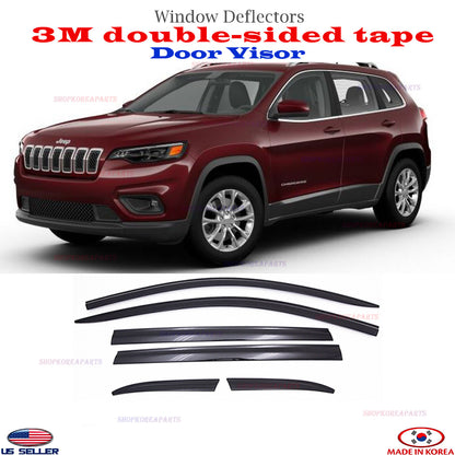 SMOKE DOOR VISOR WINDOW VENT DEFLECTOR ⭐6pcs⭐ fits for JEEP CHEROKEE 2015-2024