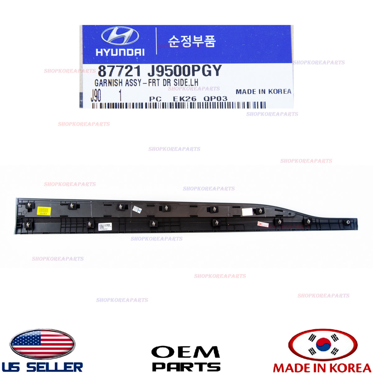 GENUINE Front Door Molding Garnish LEFT Driver Side ⭐OEM⭐ HYUNDAI KONA 2018-2021