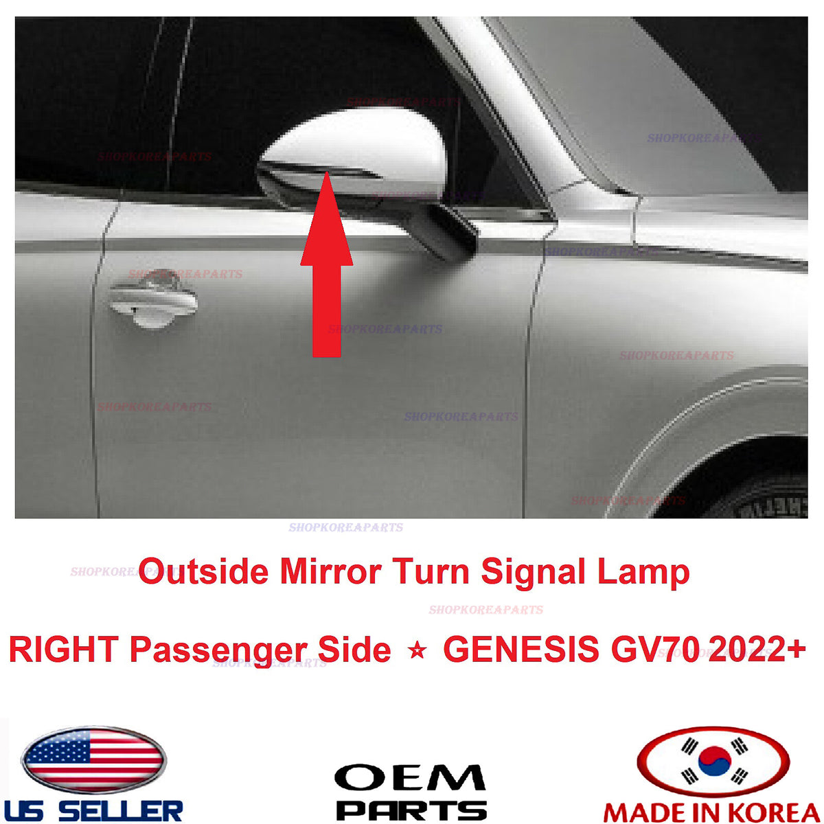 GENUINE Outside Mirror Turn Signal Lamp RIGHT Passenger Side⭐ GENESIS GV70 22-26