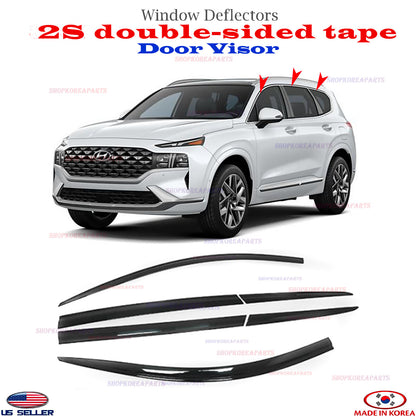 3M Tape SMOKE DOOR VISOR WINDOW VENT DEFLECTOR fits SANTA FE 2019-2023⭐6pcs⭐
