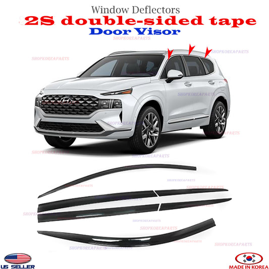 3M Tape SMOKE DOOR VISOR WINDOW VENT DEFLECTOR fits SANTA FE 2019-2023⭐6pcs⭐
