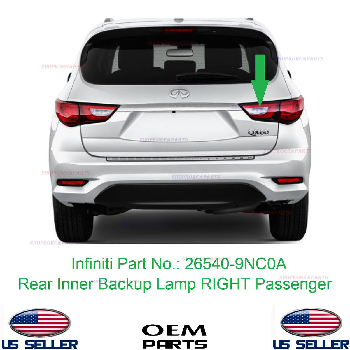 GENUINE OEM Rear Inner Backup Lamp Right Passenger Side 2016–2018 Infiniti QX60