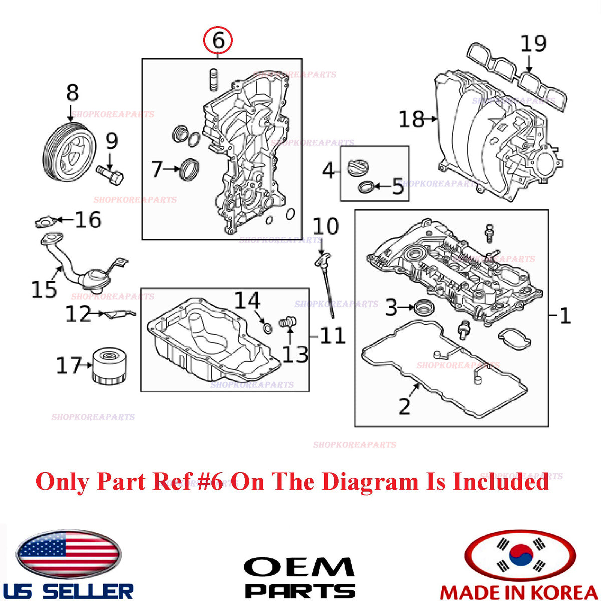 GENUINE Engine Timing Chain Cover OEM HYUNDAI KIA 2.0L 17-24 *See compatibility