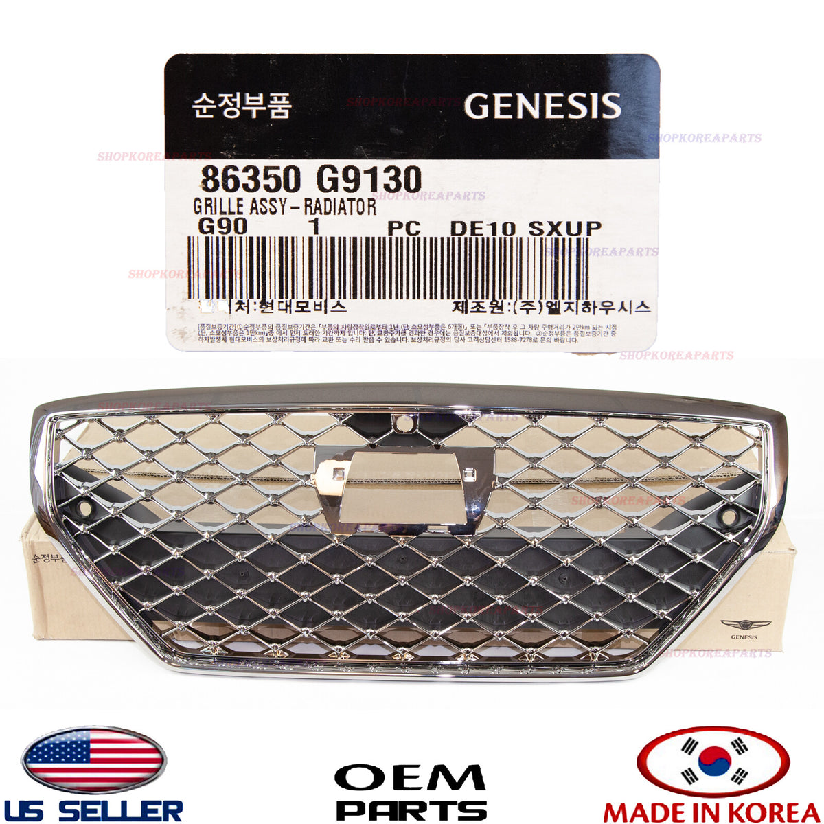 FRONT GRILLE ASSY RADIATOR GENUINE GENESIS G70 2019-2021 W/Hole Parking / camera