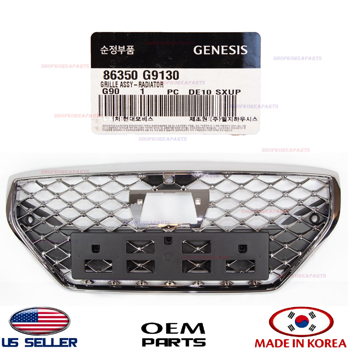 FRONT GRILLE ASSY RADIATOR GENUINE GENESIS G70 2019-2021 W/Hole Parking / camera
